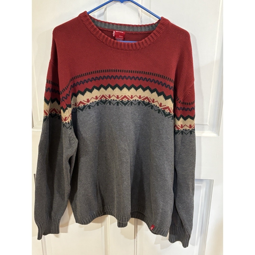 Levi's Mens 2XL Gray and Red Classic‎ Crewneck Sweater EUC